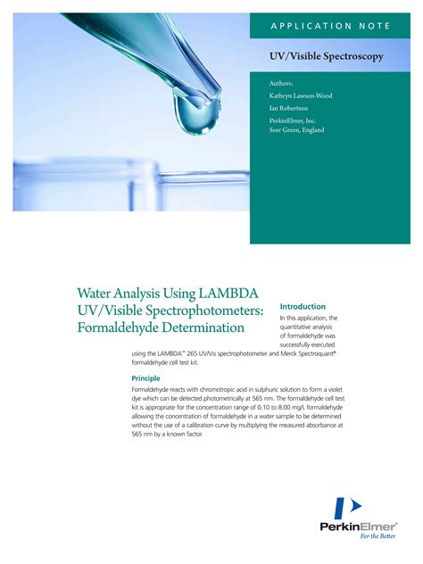 Water Analysis Using LAMBDA UV/Visible 